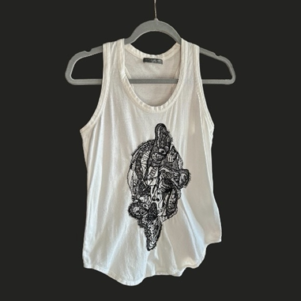 ALEXANDER MCQUEEN Skull Tank Top Beaded Lace White Black 38 - Picture 3 of 15